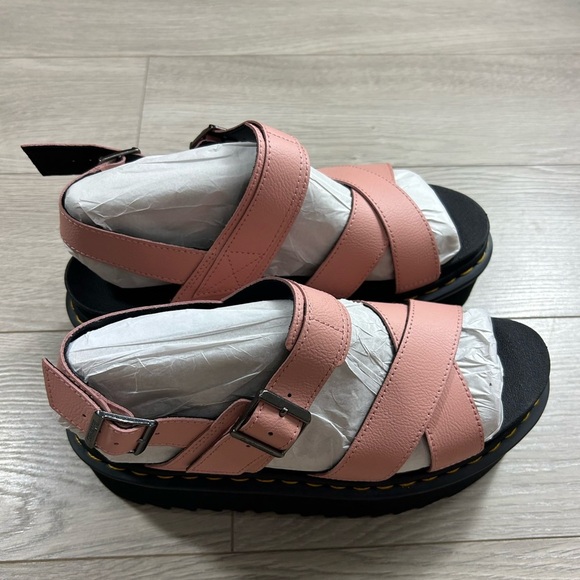DR. MARTENS Voss II Quad Leather Platform Sandals Beige Pink - Picture 7 of 12